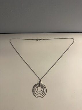 Silver Concentric Circle Pendant Necklace - Women Jewelry